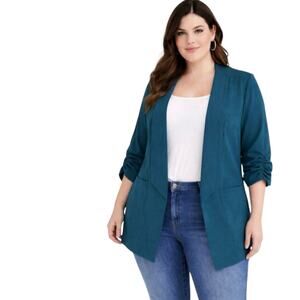 Torrid Studio Linen Blazer in a legion blue or teal color Size 2X